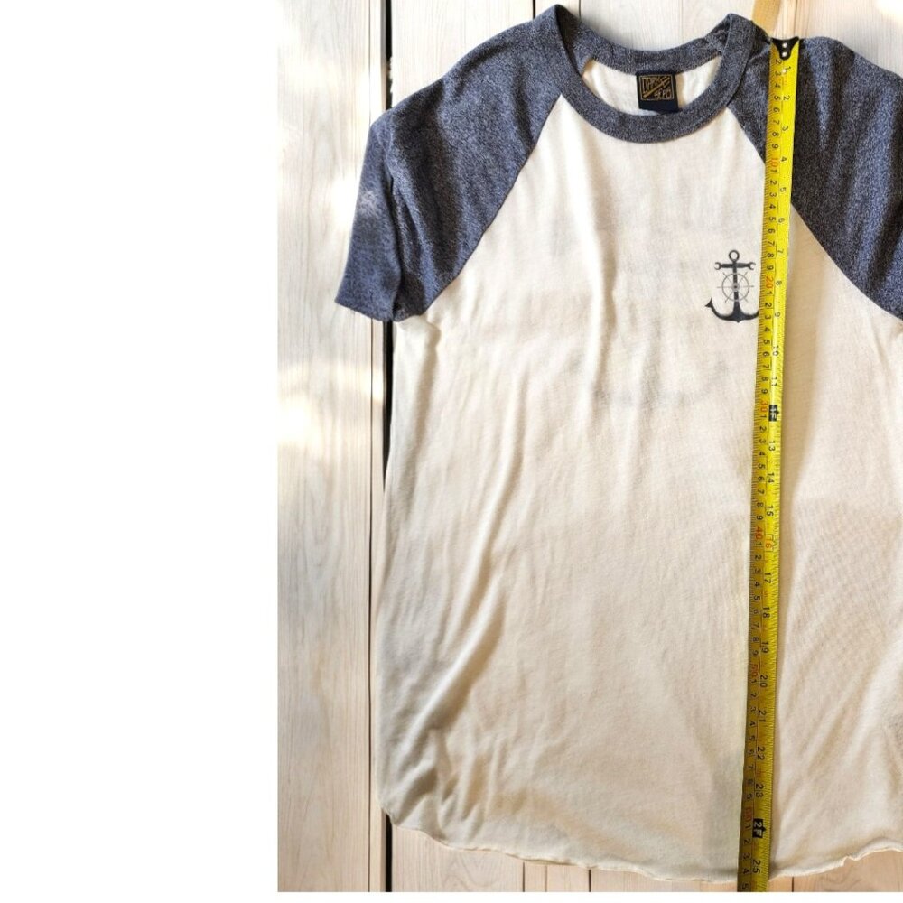 Dark Seas Anchor Graphic Raglan Tee White Gray Nautical Surf Skate Size S - Picture 5 of 10